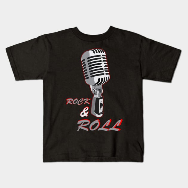 Rock and Roll, microphone Kids T-Shirt by hottehue